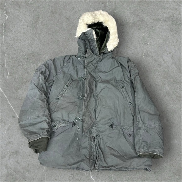 Us Army Jacket Mens Large Green N-3B Extreme Cold Weather Parka Heavyweight Fur